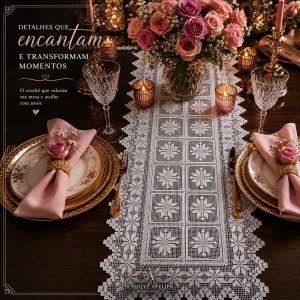 ✨ Matriz Caminho de Mesa em Crochê – Floral Clássico